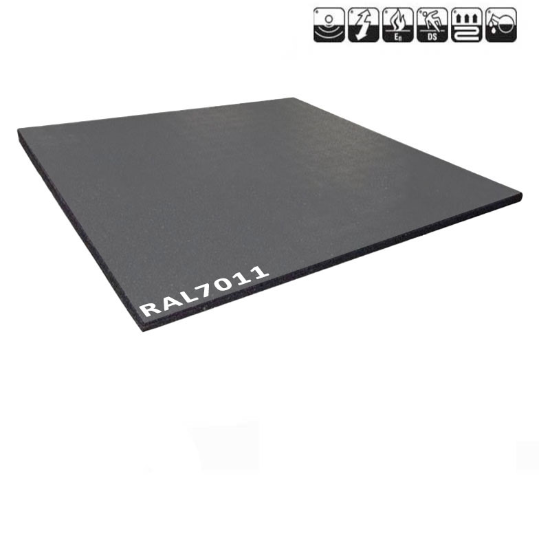 Sportvloer rubber tegel GRIJS 100x100cm 1.5cm dik Sportvloer Online