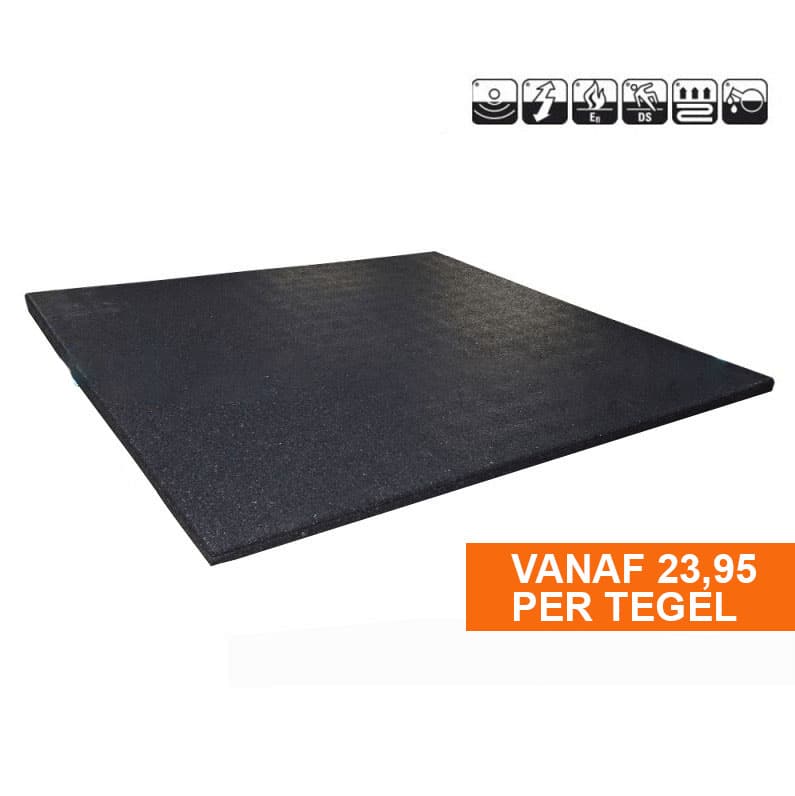 Powerful Sportvloer Rubber tegel 100cm x 100cm 2cm dik Sportvloer Online